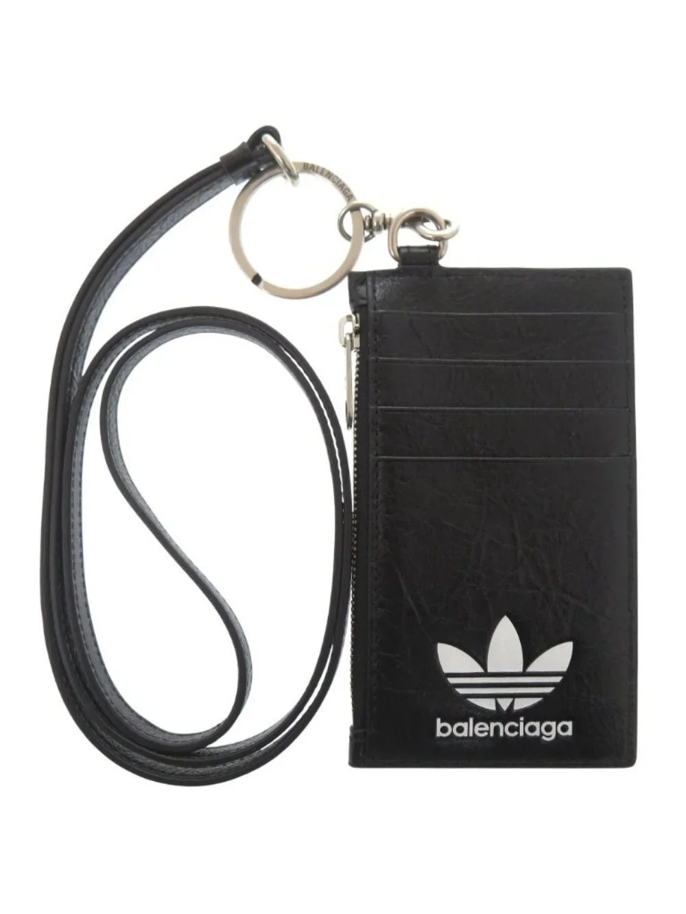Balenciaga Adidas Collaboration Trefoil Leather Black Wallet on Chain